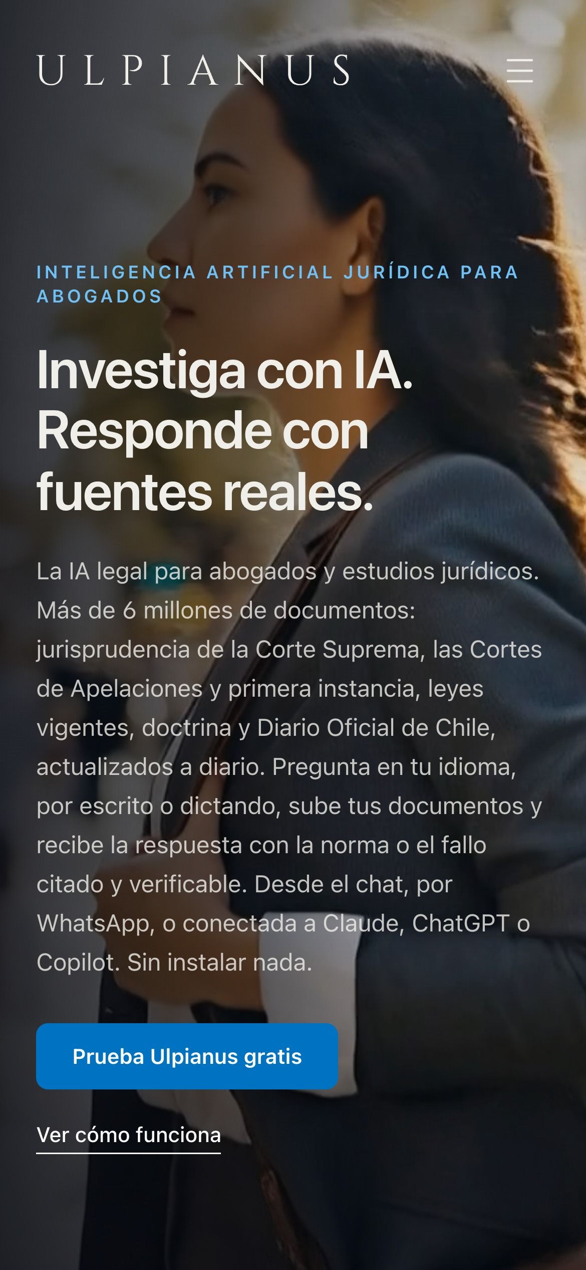 Portada del sitio de Ulpianus en celular